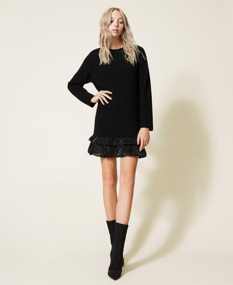 Short knit dress with flounces Black Woman 222AP3600-02