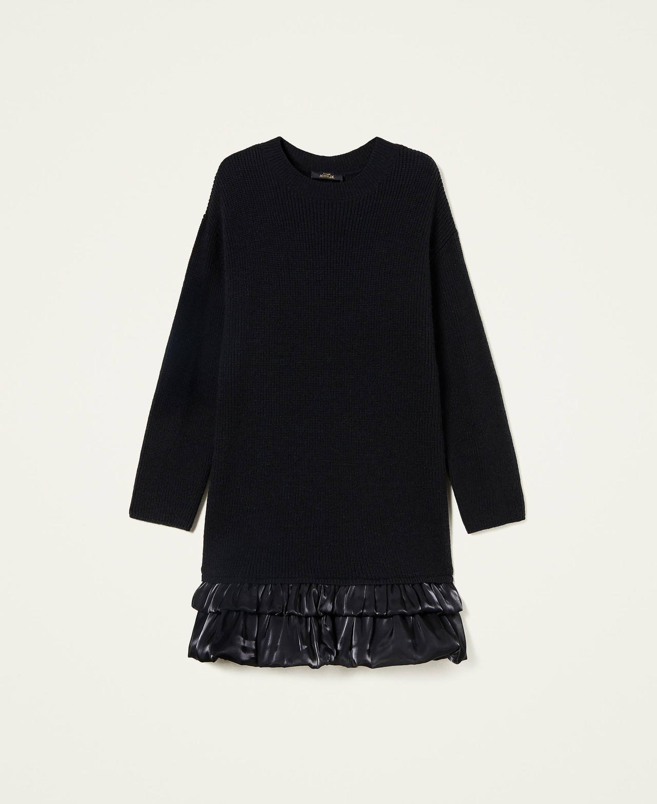 Short knit dress with flounces Black Woman 222AP3600-0S