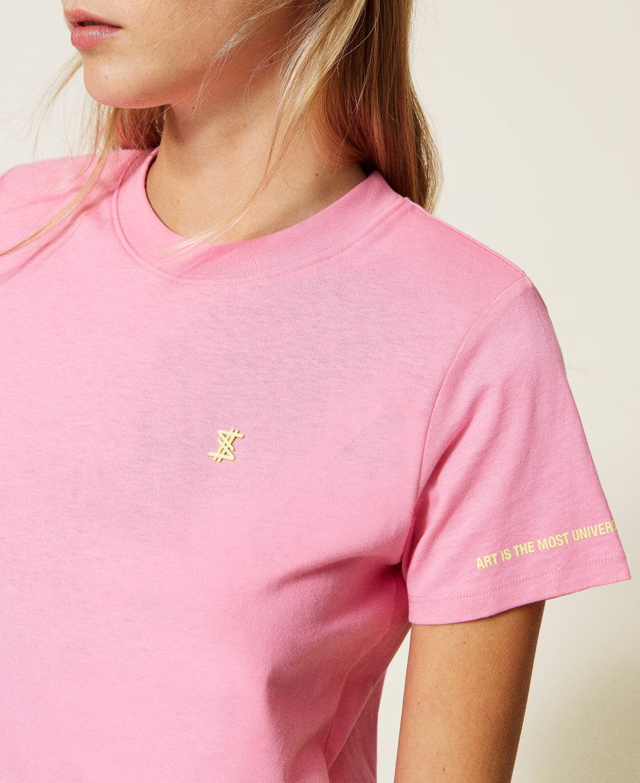 T-shirt regular MYFO avec logo Rose « Aurora Pink » Femme 222AQ2011-01