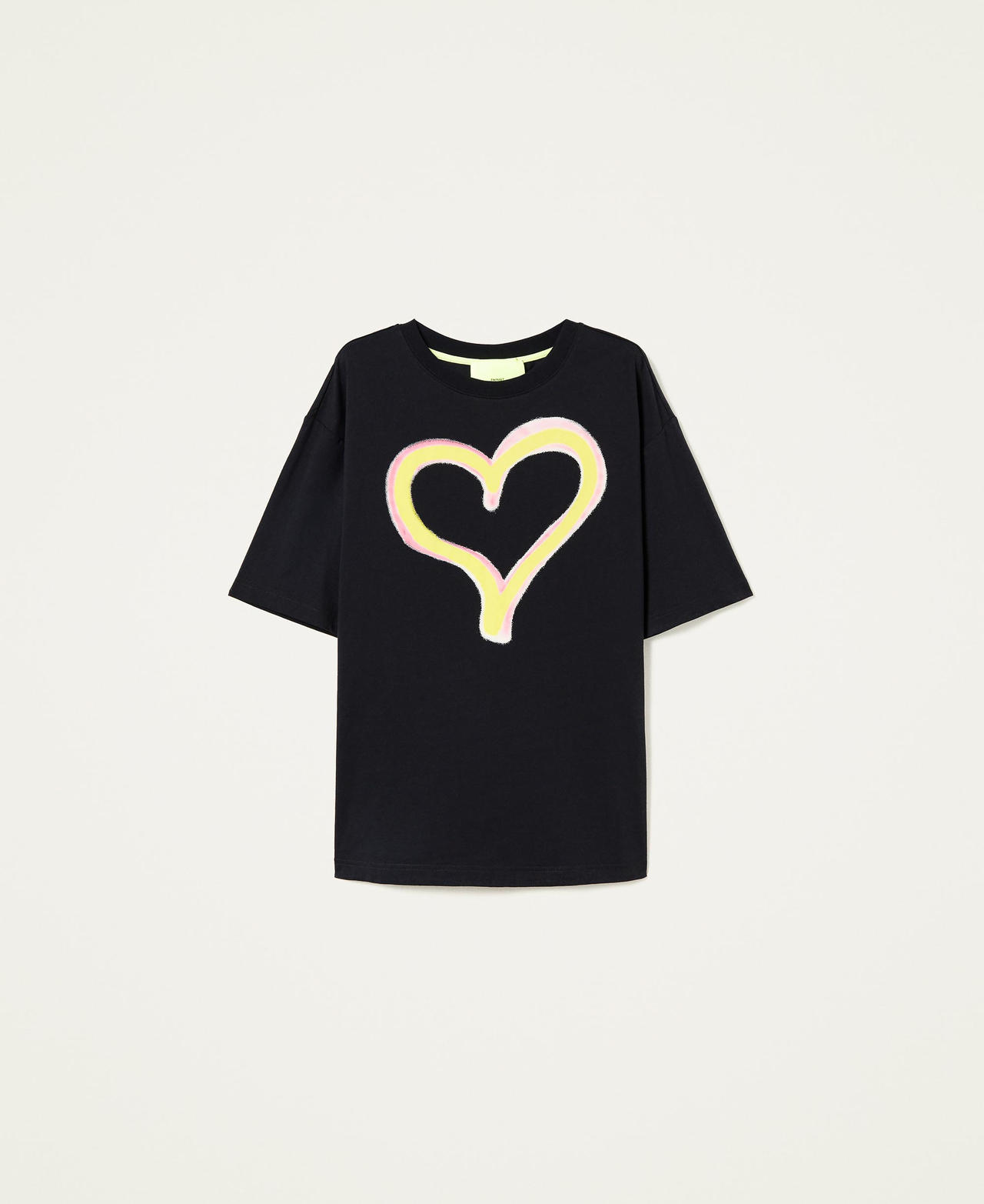 Camiseta unisex MYFO con corazón Negro Unisex 222AQ2012-0S