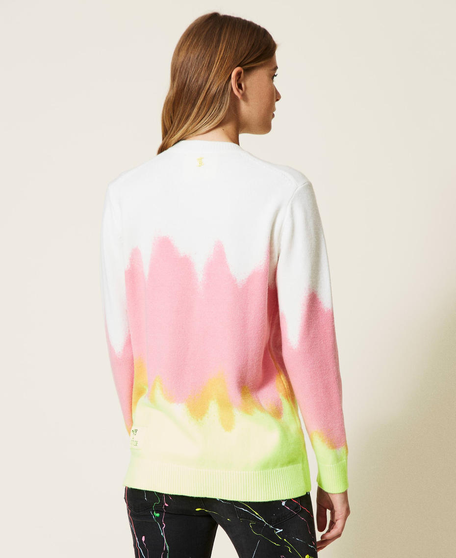 MYFO jumper with fadeout print Two-tone "Sunrise" Pink / Neon Yellow Woman 222AQ3080_10178_03