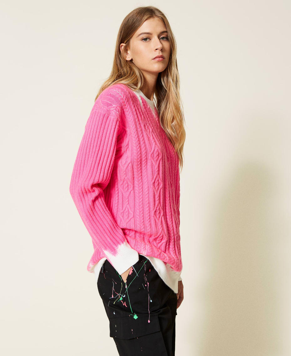 MYFO jumper with fadeout print and diamond shapes Fluorescent Pink Woman 222AQ3082-03