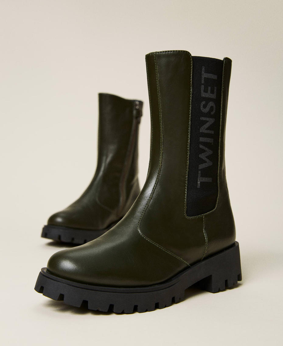 Chelsea boots with logo "Cypress" Green Girl 222GCJ01A-01