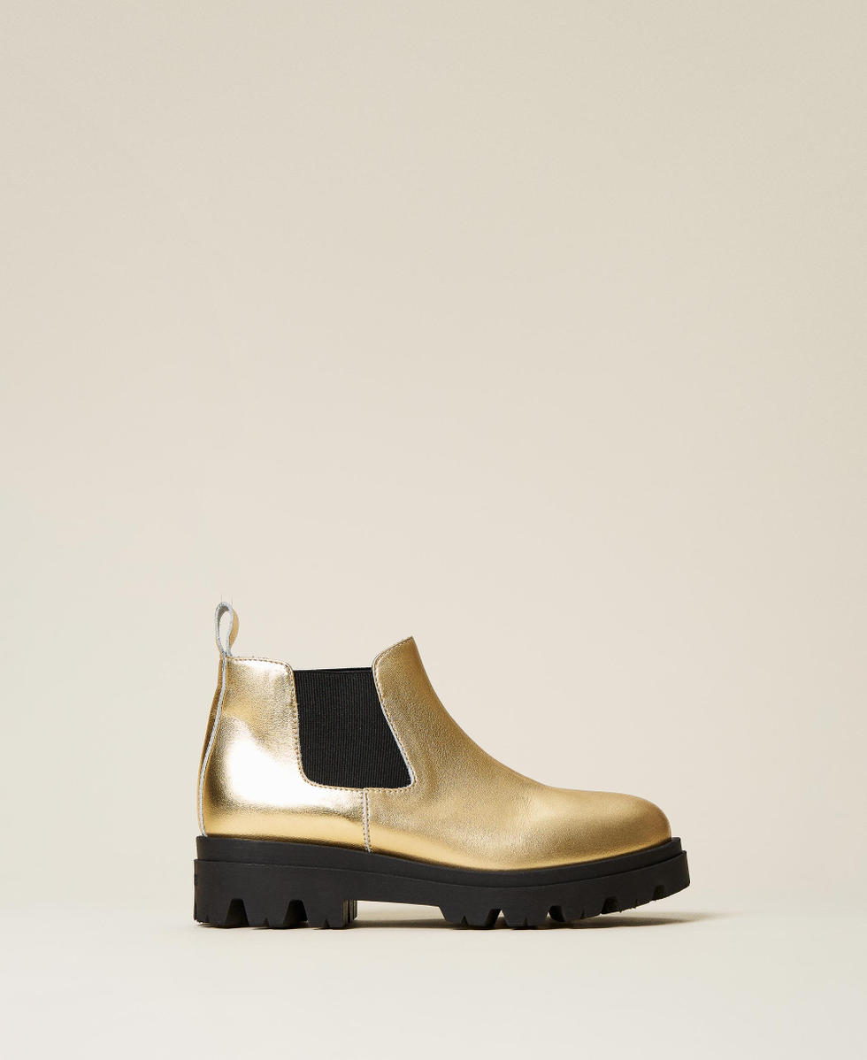 Laminated leather Chelsea boots Girl White TWINSET Milano