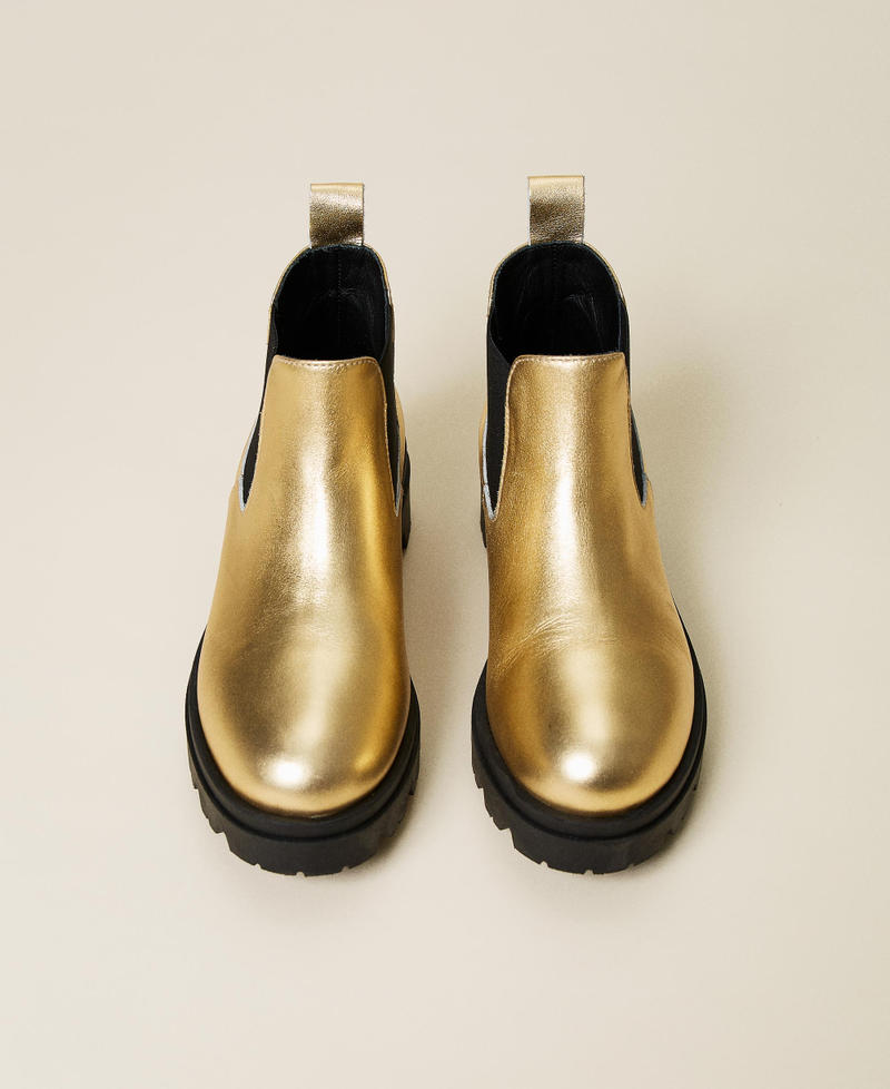 Laminated leather Chelsea boots Gold Yellow Girl 222GCJ052-05