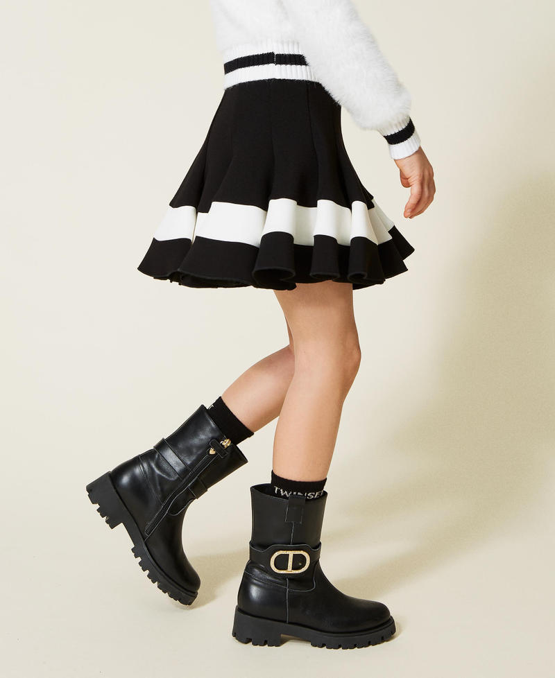 Кожаные байкерские ботинки с логотипом Черный Девочка 222GCJ072-0S