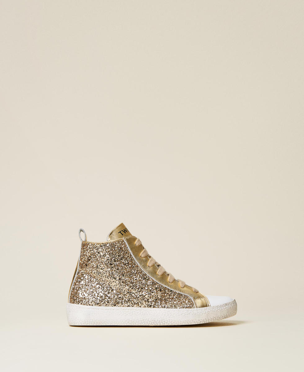 Gold cheap sparkle trainers