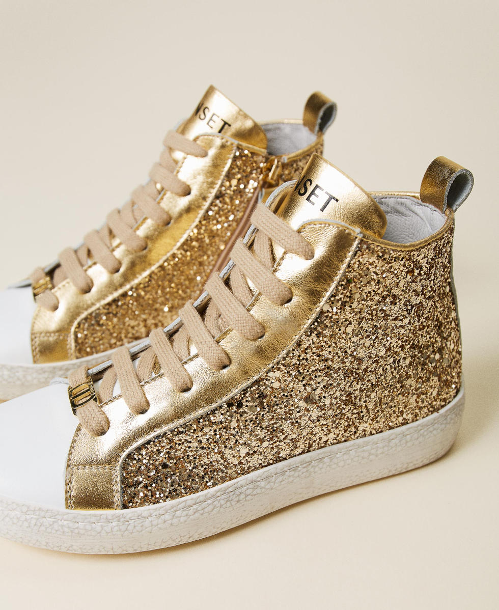 Sneakers in full glitter Bambina, Bianco