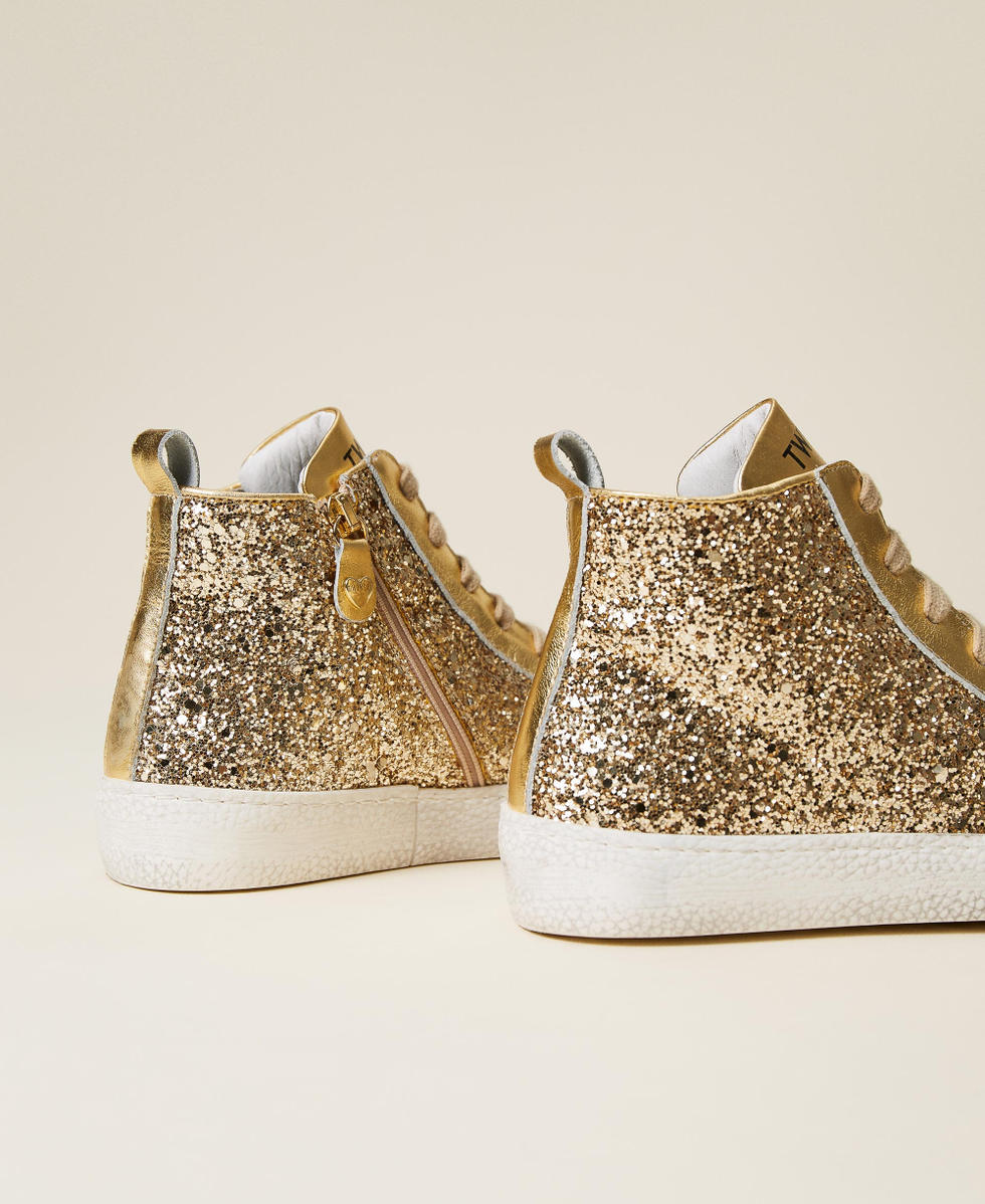 Sneakers in full glitter Bambina, Bianco