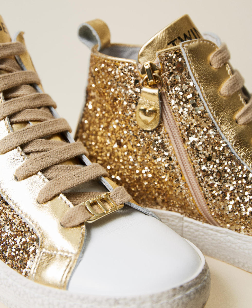 Sneakers in full glitter Bambina, Bianco