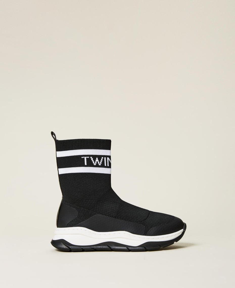 Sneakers sock boots con logo Nero Bambina 222GCJ100-01