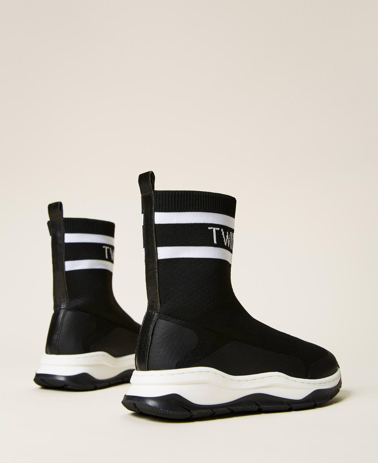 Sneakers sock boots con logo Nero Bambina 222GCJ100-03