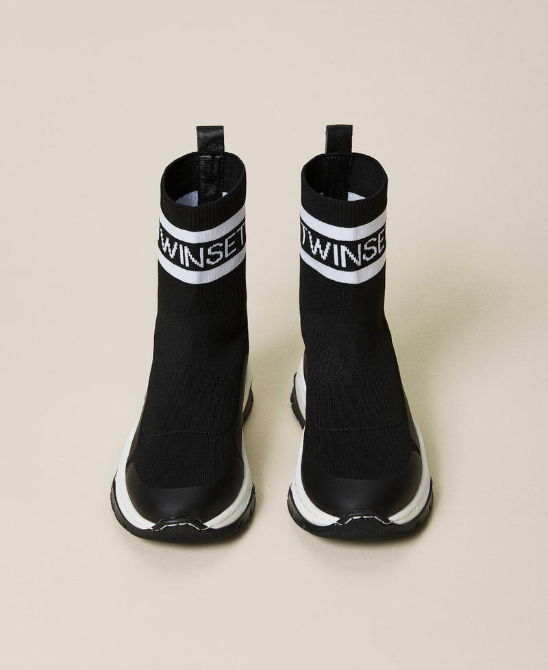 Sneakers sock boots con logo Nero Bambina 222GCJ100-05