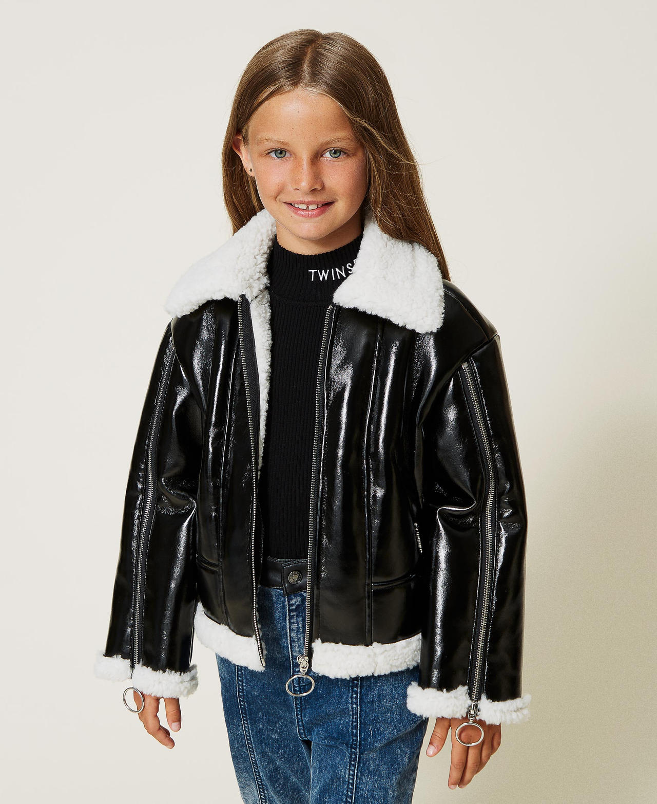 Girls fur new arrivals biker jacket