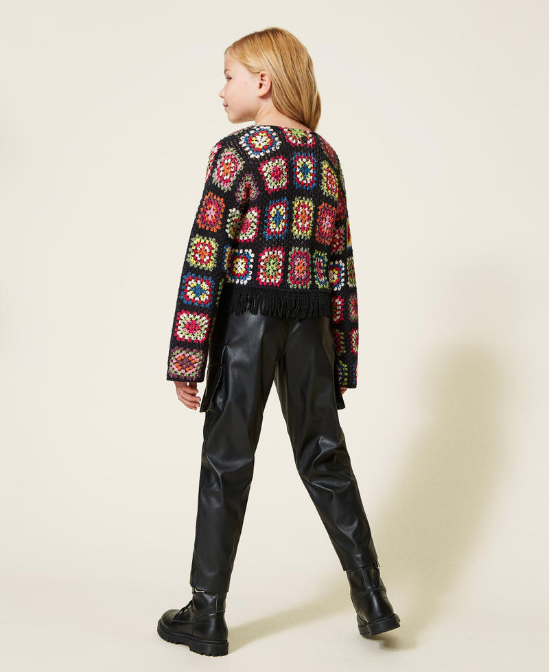 Leather-like cargo trousers