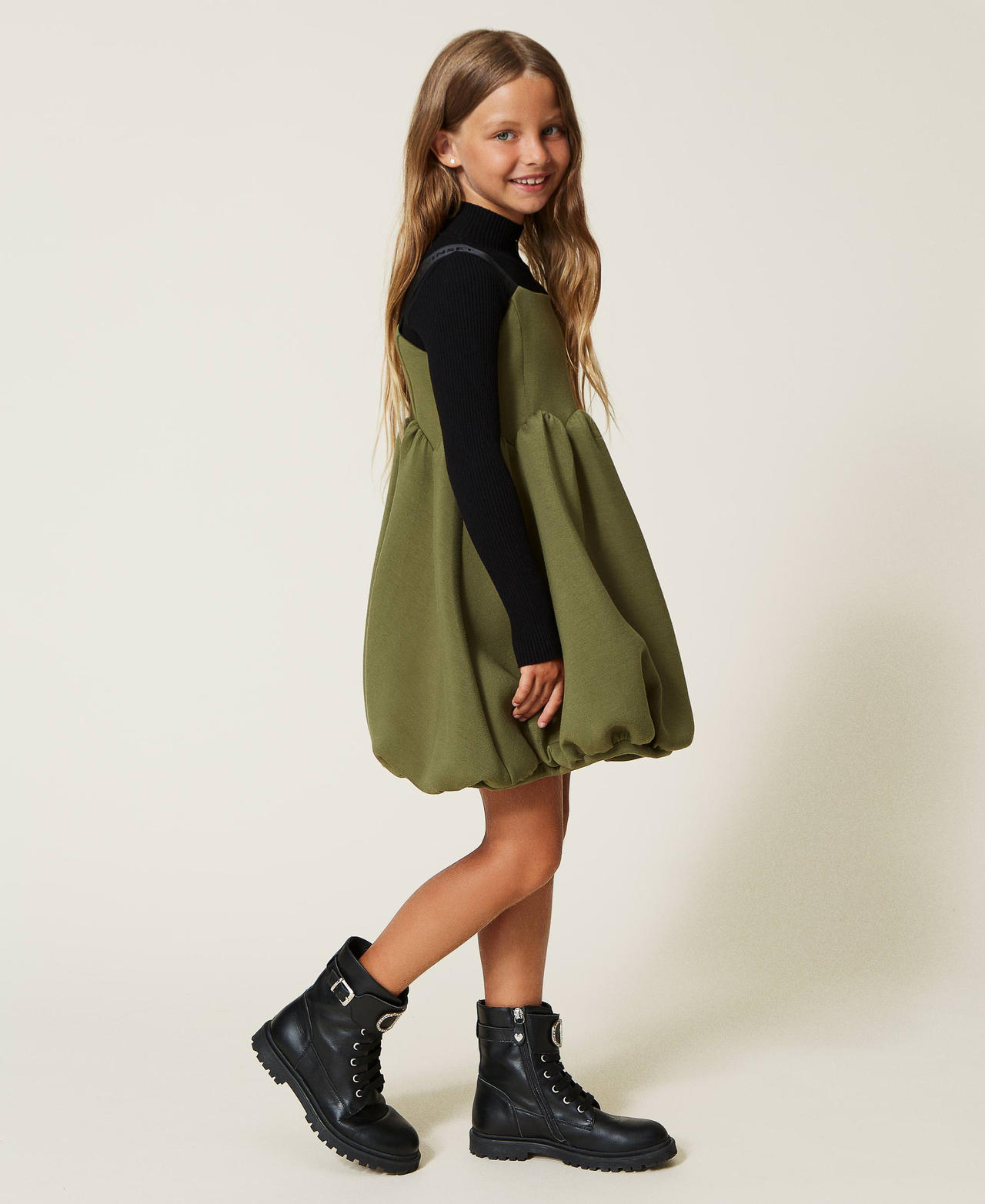 Scuba dress with gathering