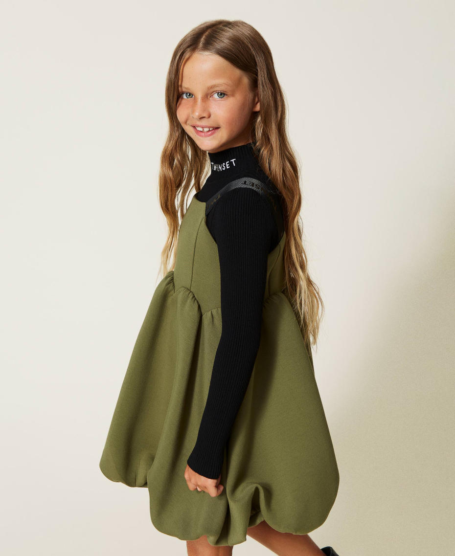 Scuba dress with gathering