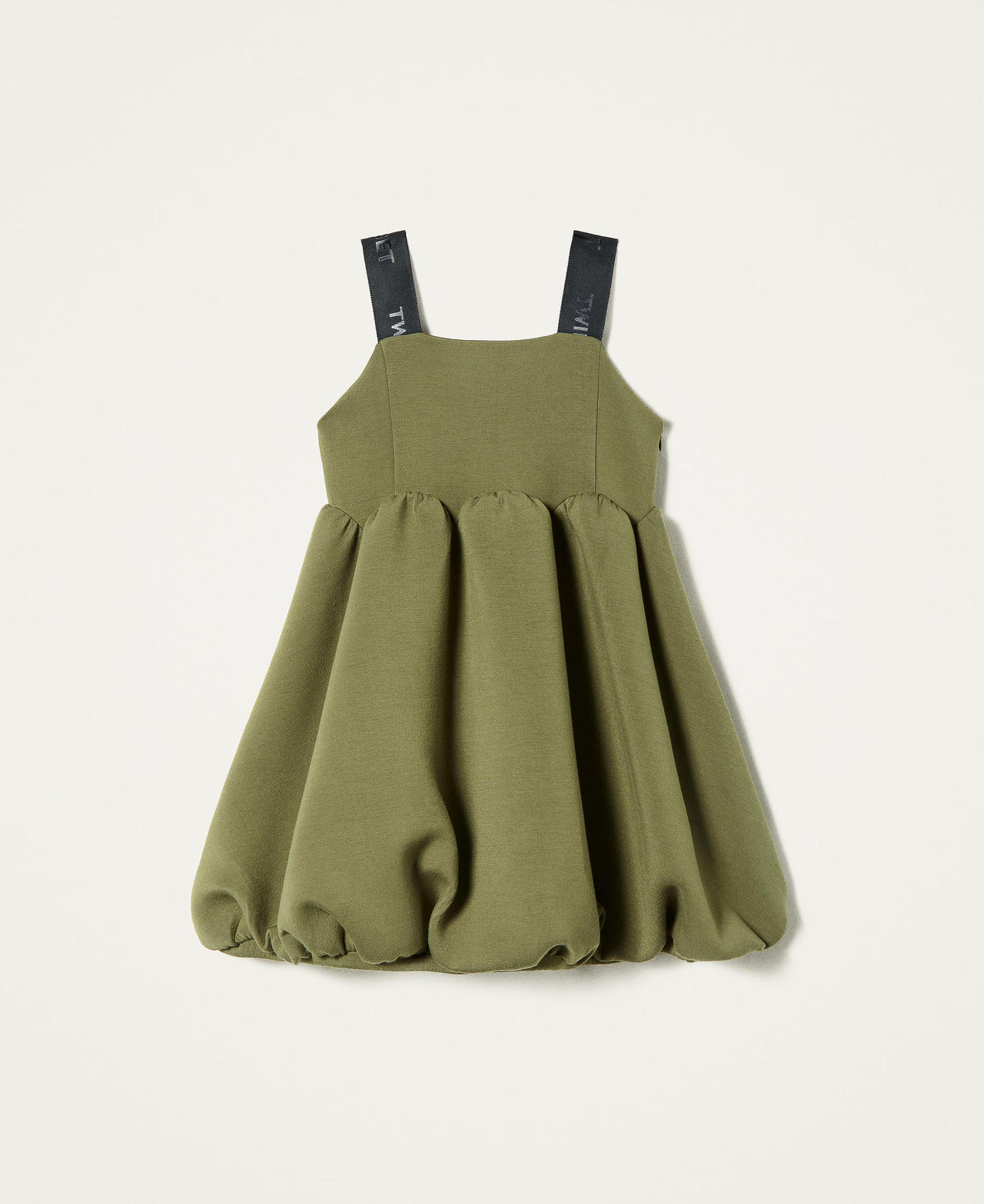 Платье из неопреновой ткани со сборкой Зеленый "Кипарис" Девочка 222GJ2042-0S