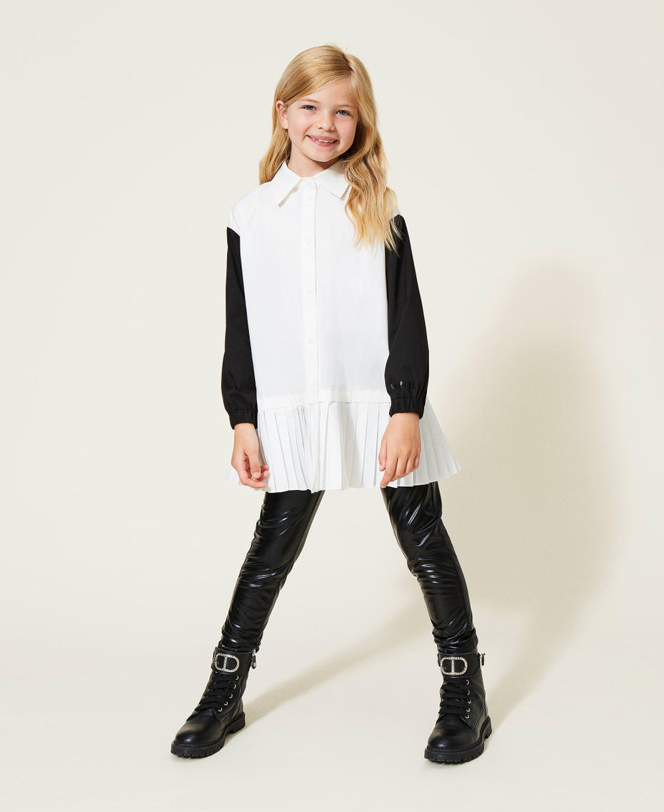 Maxi camicia in popeline bicolore