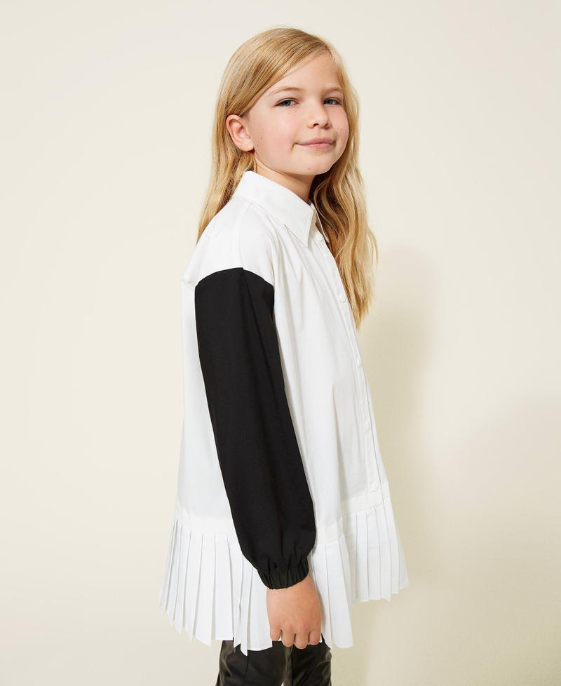 Maxi camicia in popeline bicolore