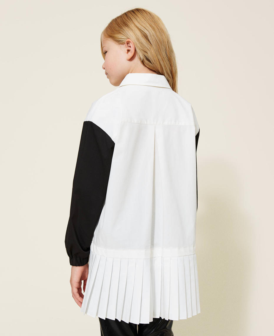 Maxi camicia in popeline bicolore