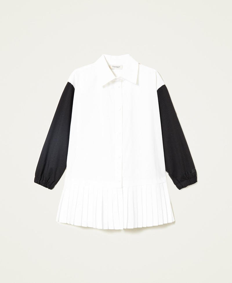 Maxi camicia in popeline bicolore