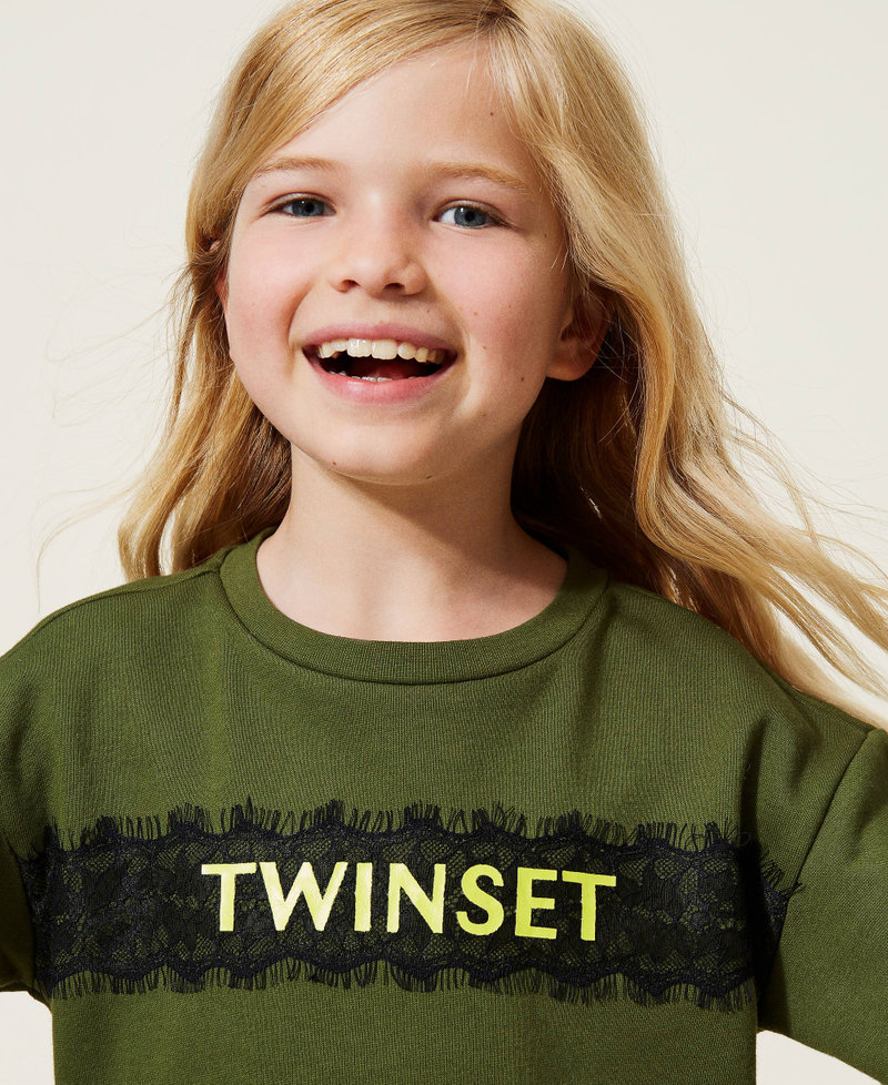 Sweatshirt mit Logo und Spitze „Cypress“-Grün Mädchen 222GJ2121-05