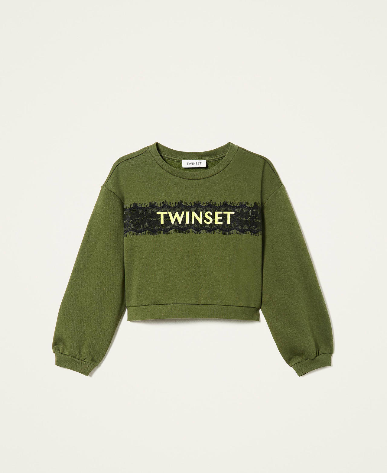 Sweatshirt mit Logo und Spitze „Cypress“-Grün Mädchen 222GJ2121-0S