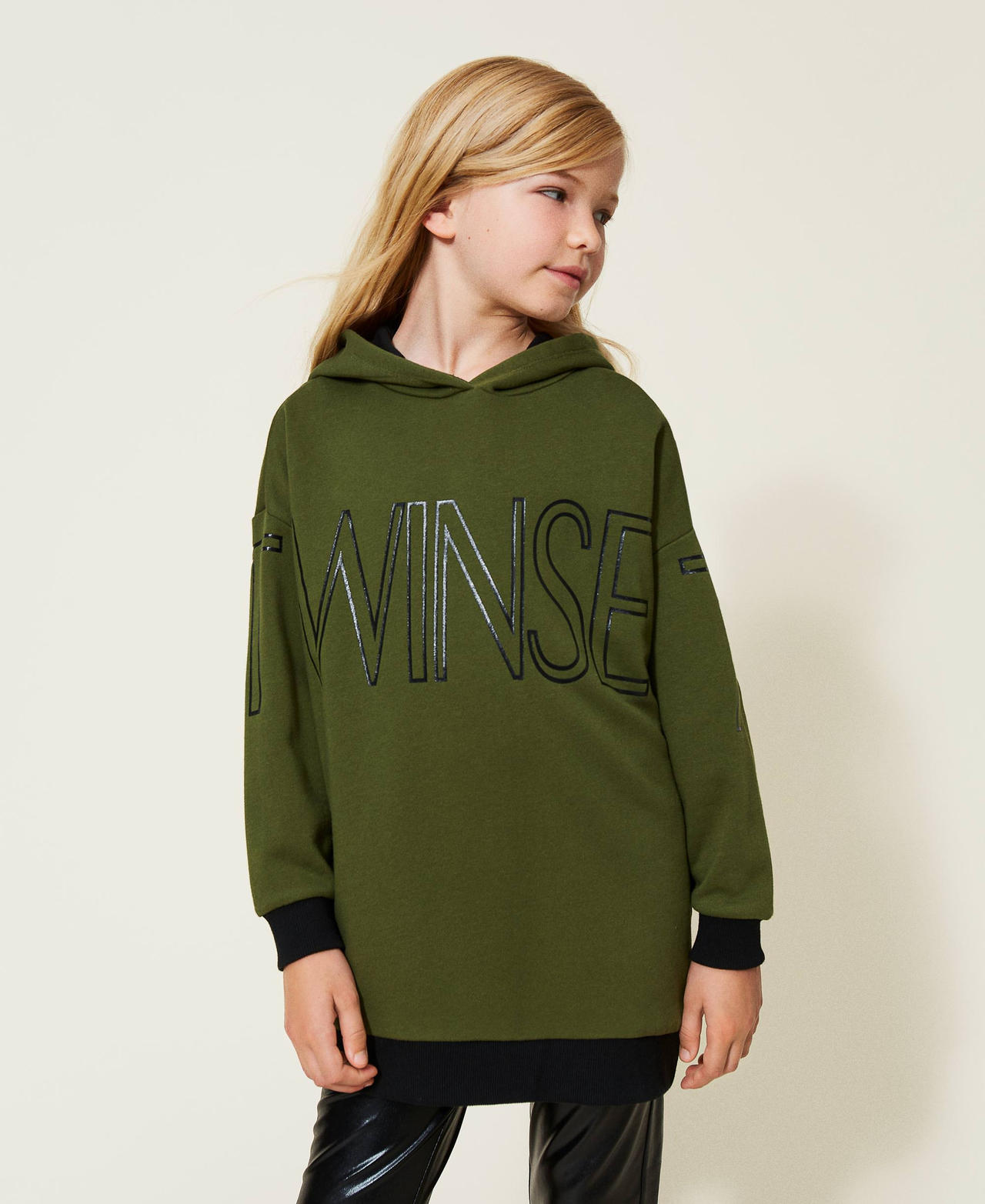 Maxi felpa e leggings effetto pelle