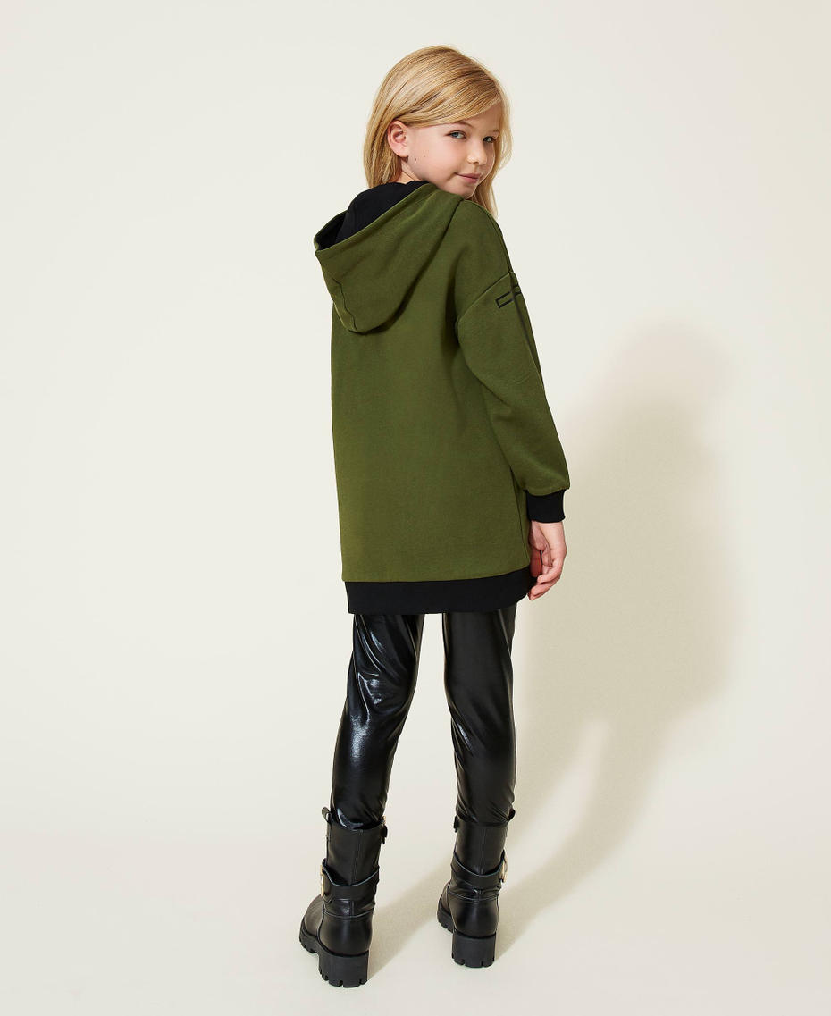 Leather-like maxi hoodie and leggings "Cypress" Green Girl 222GJ212B-05