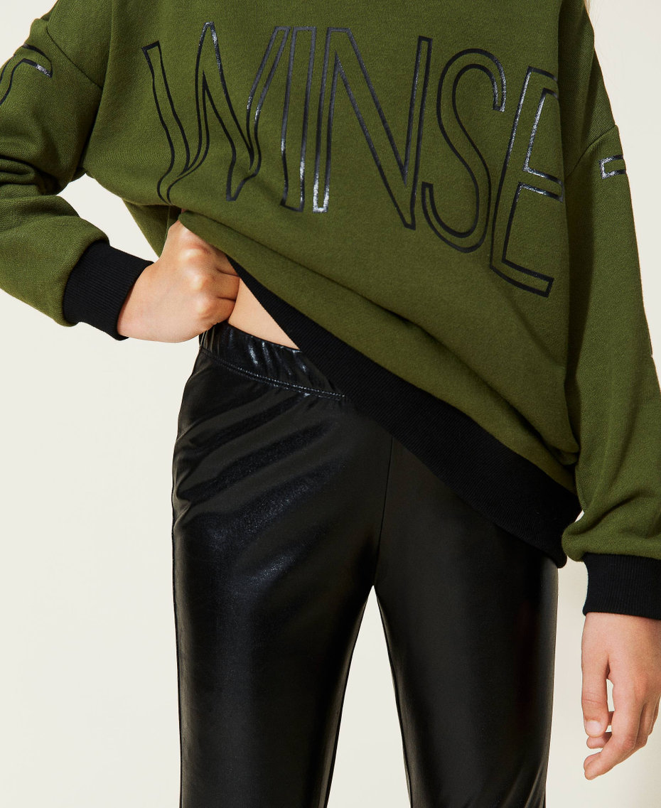 Maxi felpa e leggings effetto pelle