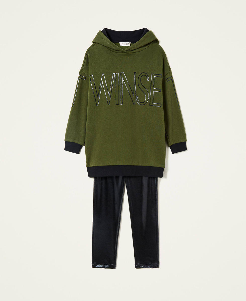 Leather-like maxi hoodie and leggings