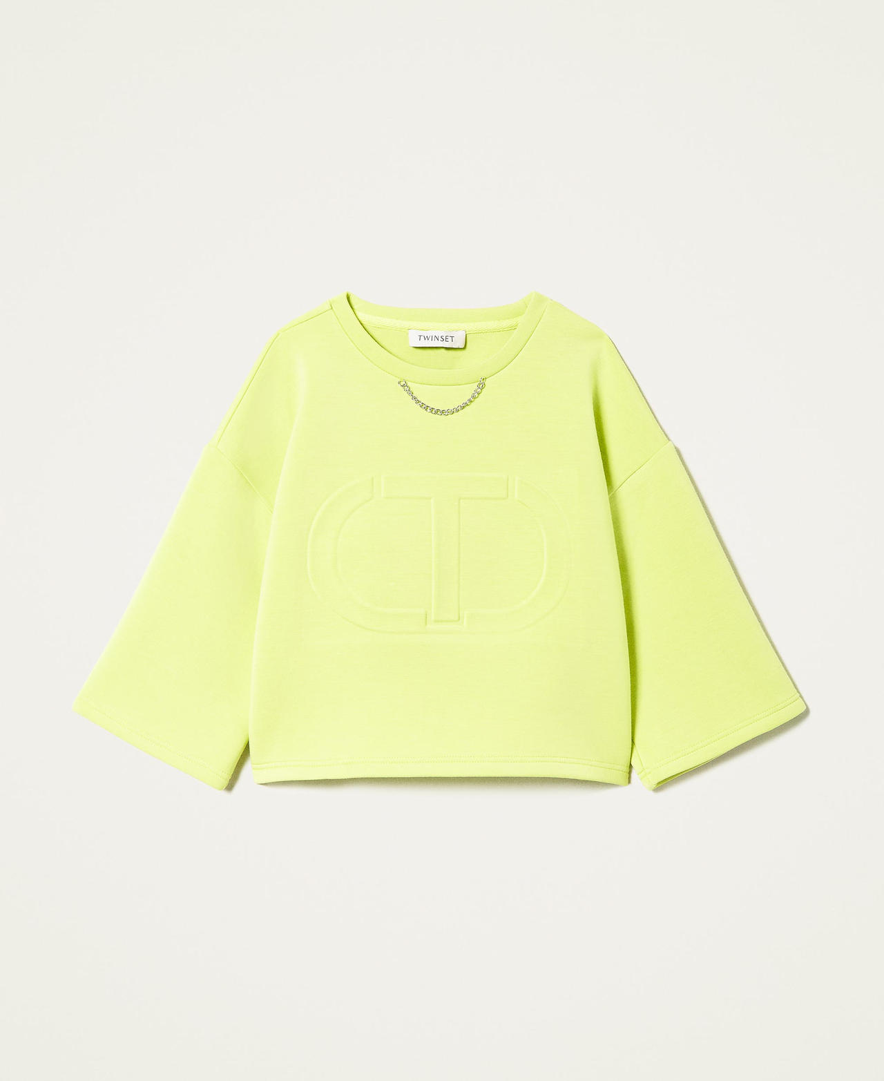 Scuba fabric hoodie with logo "Kiwi Colada" Green Girl 222GJ212C-0S