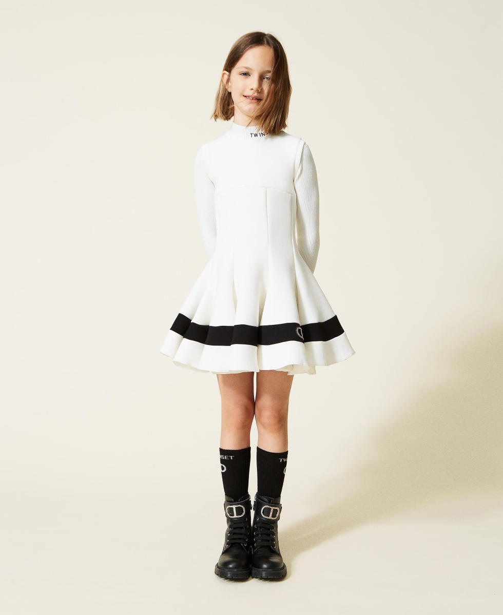 Scuba dress with rhinestone logo