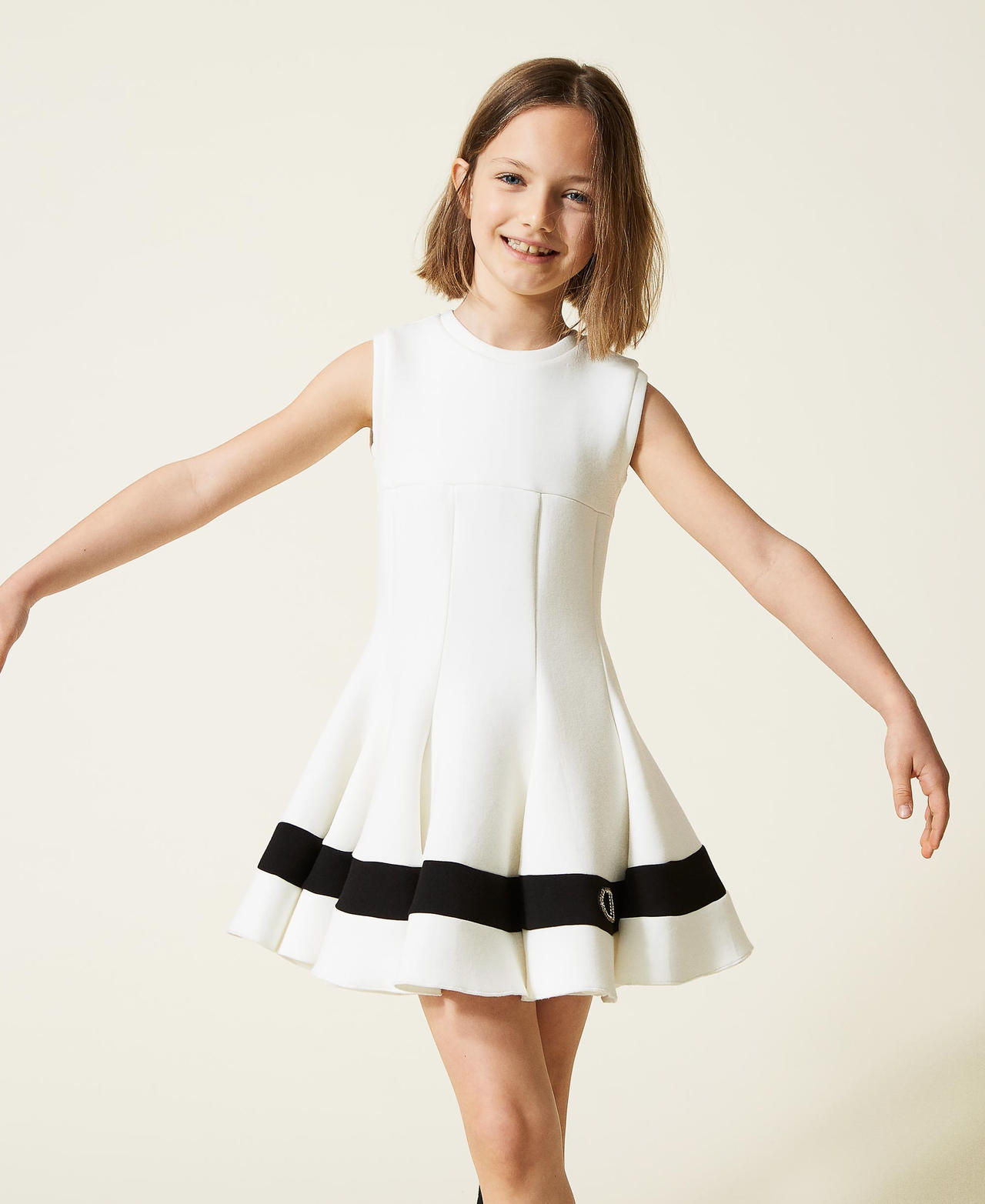 Scuba dress with rhinestone logo