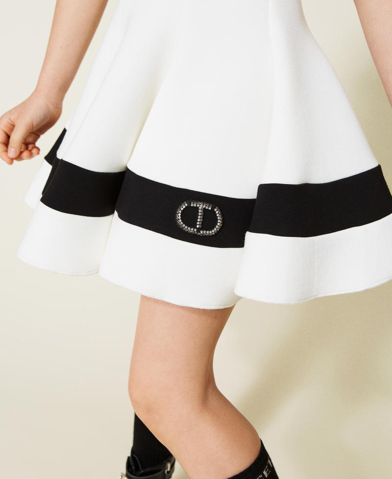 Scuba dress with rhinestone logo