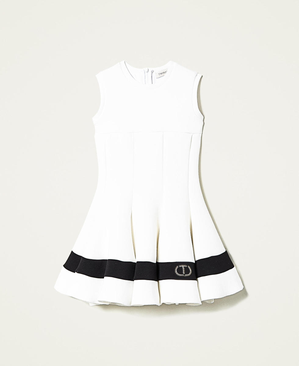 Scuba dress with rhinestone logo