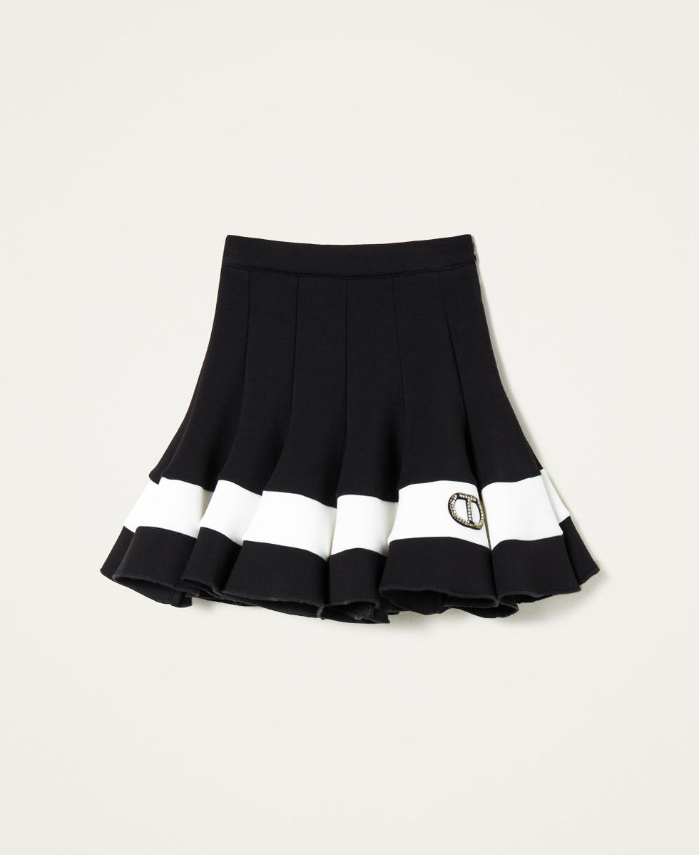 Scuba skirt with rhinestone logo Girl Black TWINSET Milano