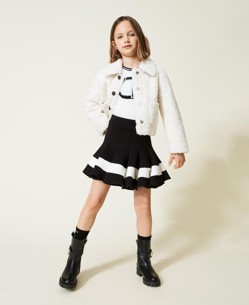 Scuba skirt with rhinestone logo Off White Girl 222GJ2142-0T