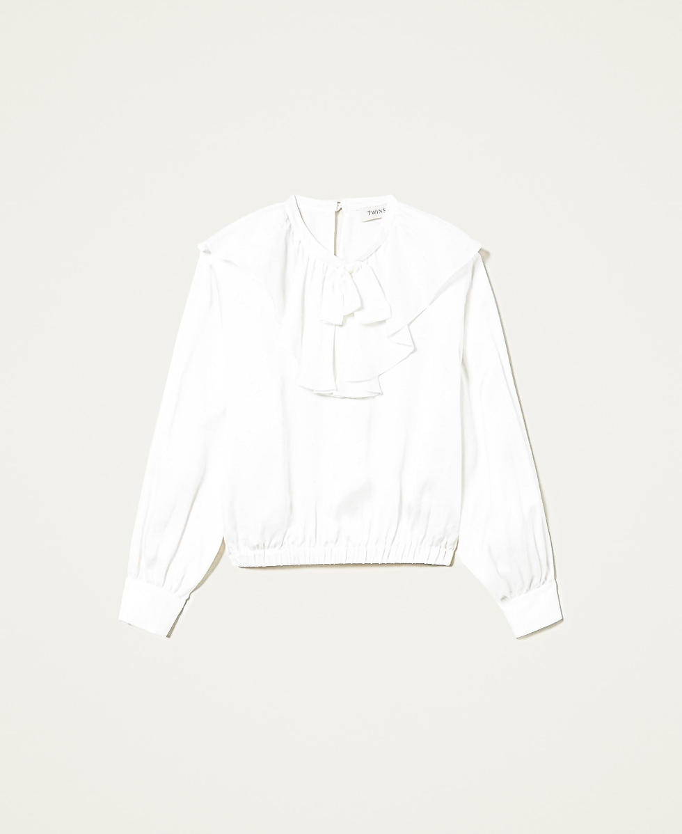 Satin blouse with bow