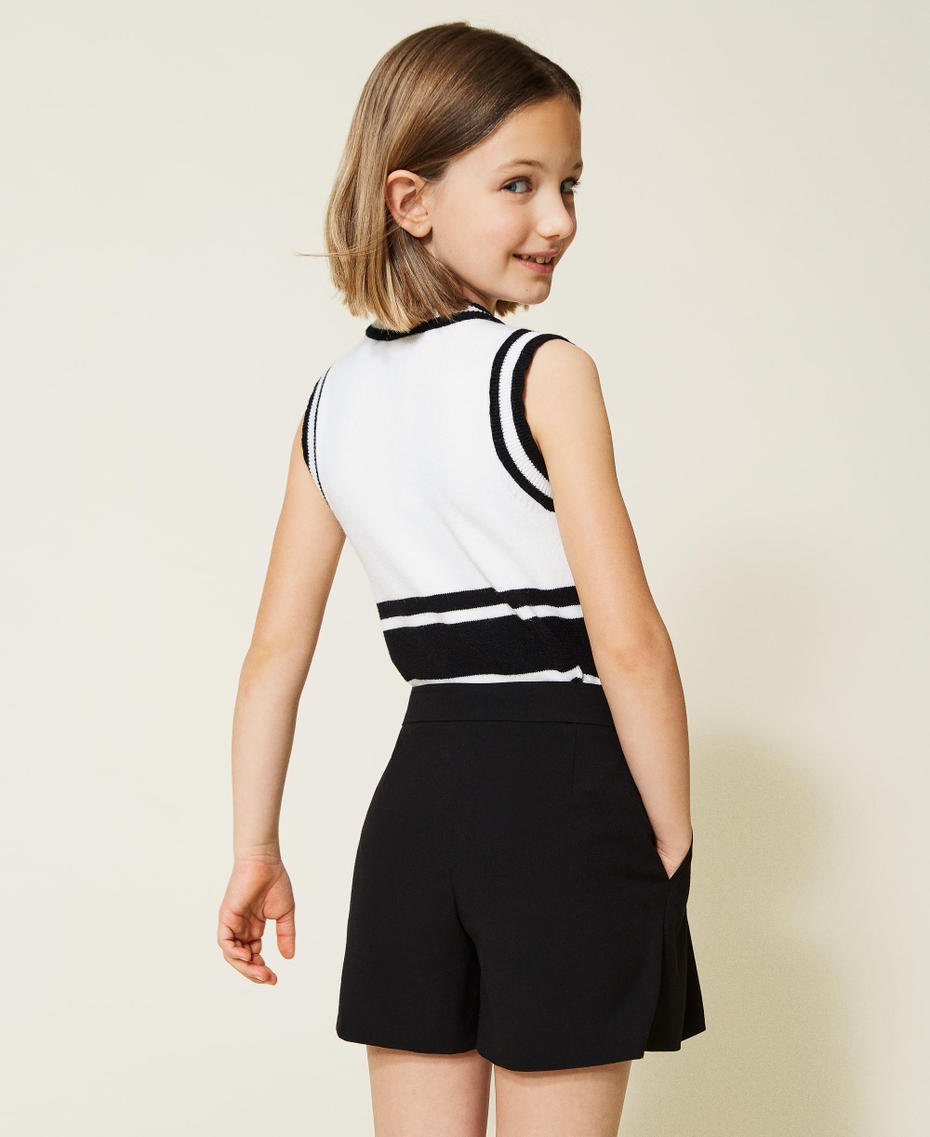 Trouser skirt with jewel logo Black Girl 222GJ2160-03