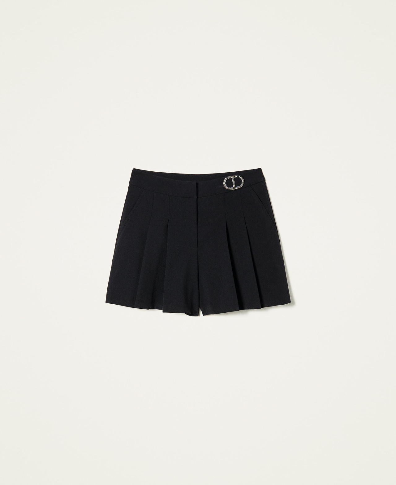 Trouser skirt with jewel logo Black Girl 222GJ2160-0S