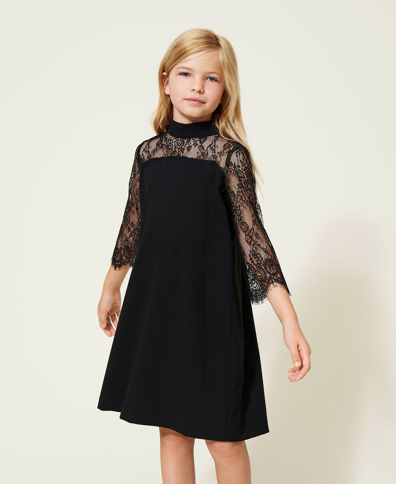 Sunny Fashion Vestito Bambina Nero In Cotone Con Pizzo – Manica Corta, Schiena Scoperta, Gonna A Svolazzi, 4-8 Anni (Taglie Con Misure)