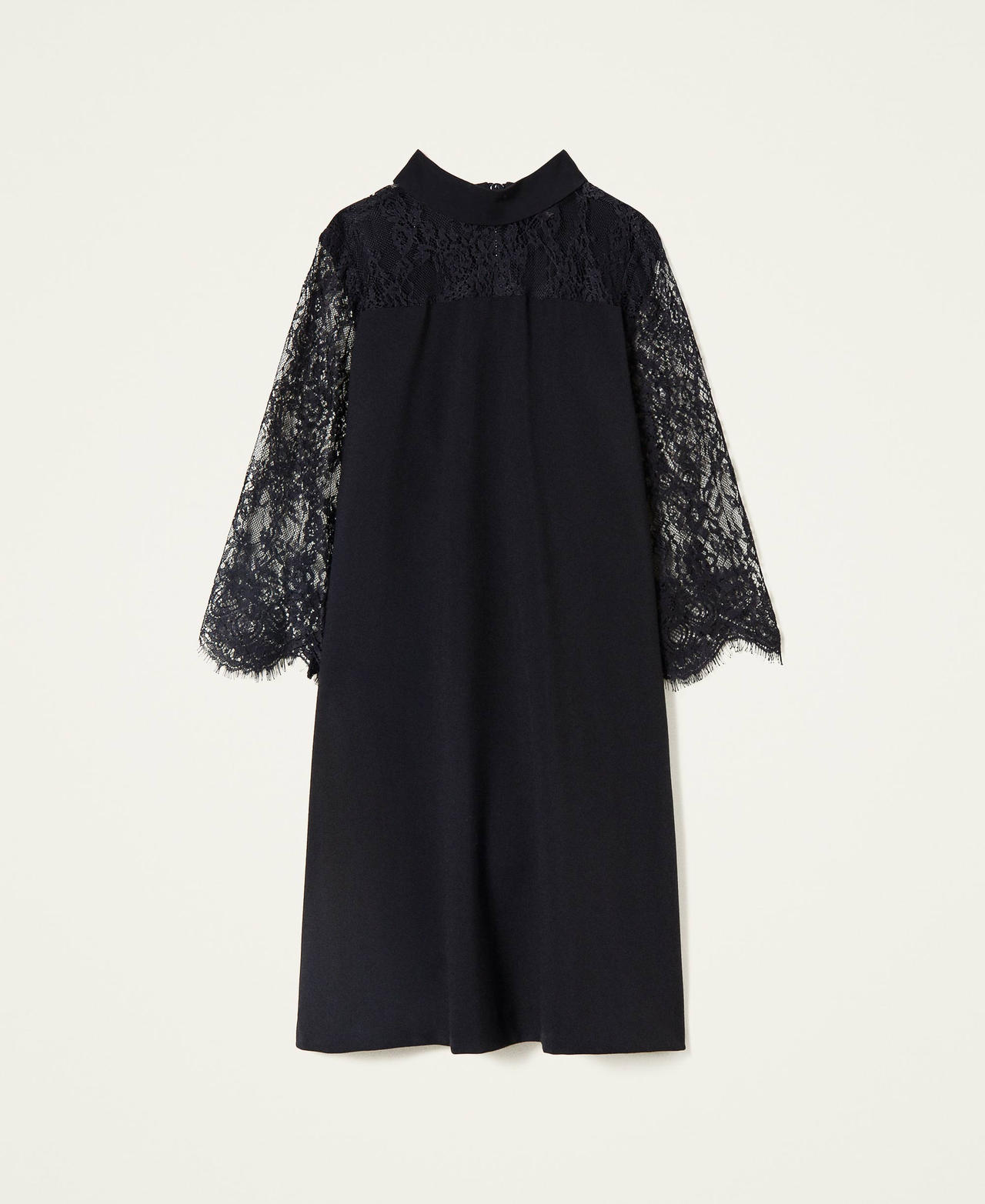 Kurzes Kleid aus Chantillyspitze Schwarz Mädchen 222GJ2163-0S