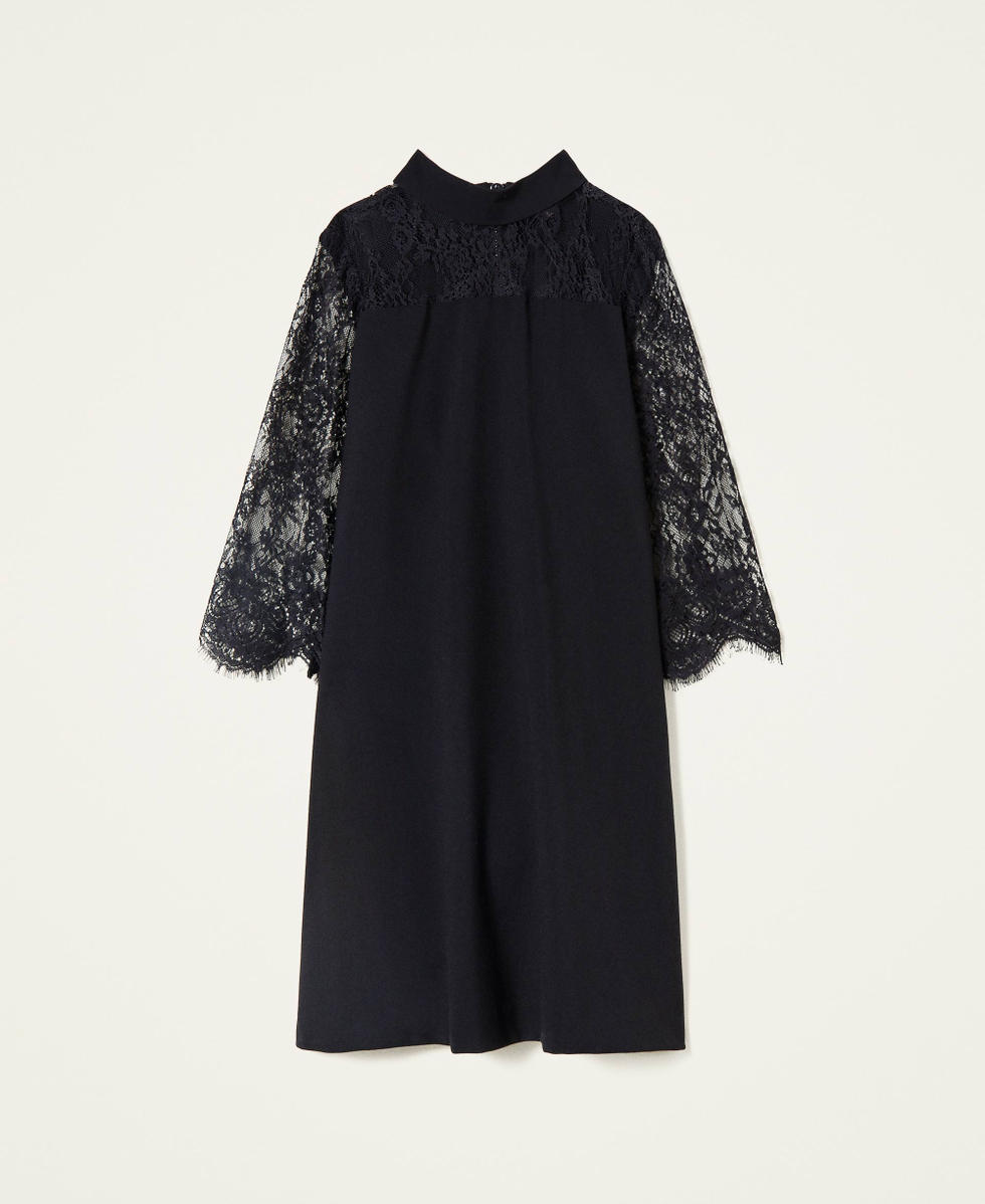 Sunny Fashion Vestito Bambina Nero In Cotone Con Pizzo – Manica Corta, Schiena Scoperta, Gonna A Svolazzi, 4-8 Anni (Taglie Con Misure)