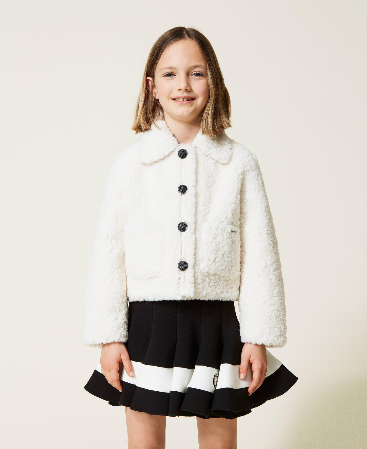 Girls white shop faux fur jacket