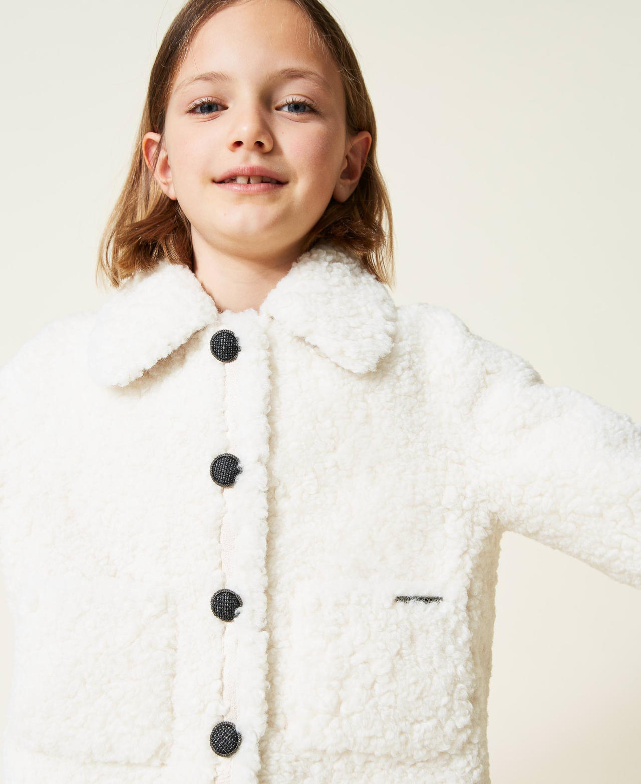 Reversible Faux Fur Jacket Girl White