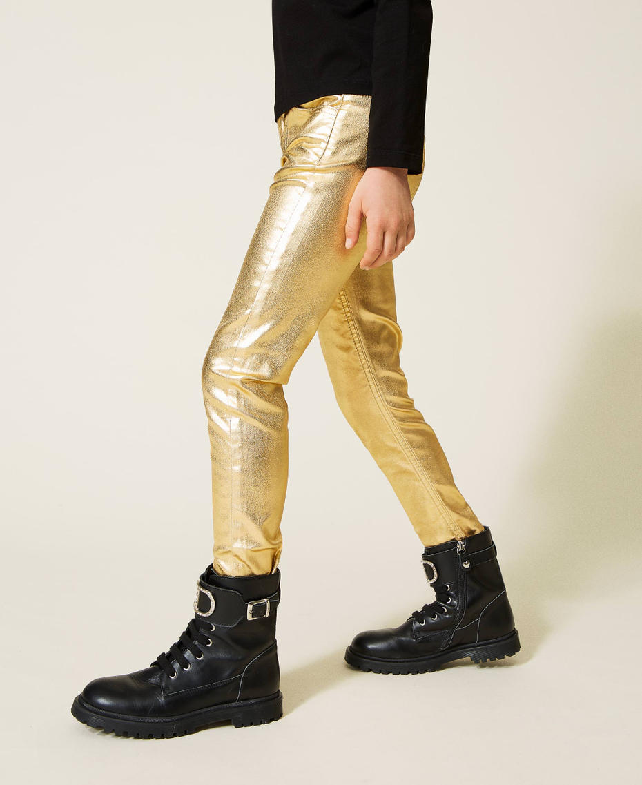 Ламинированные брюки скинни Золотой "Ламинированный" Девочка 222GJ2200-03