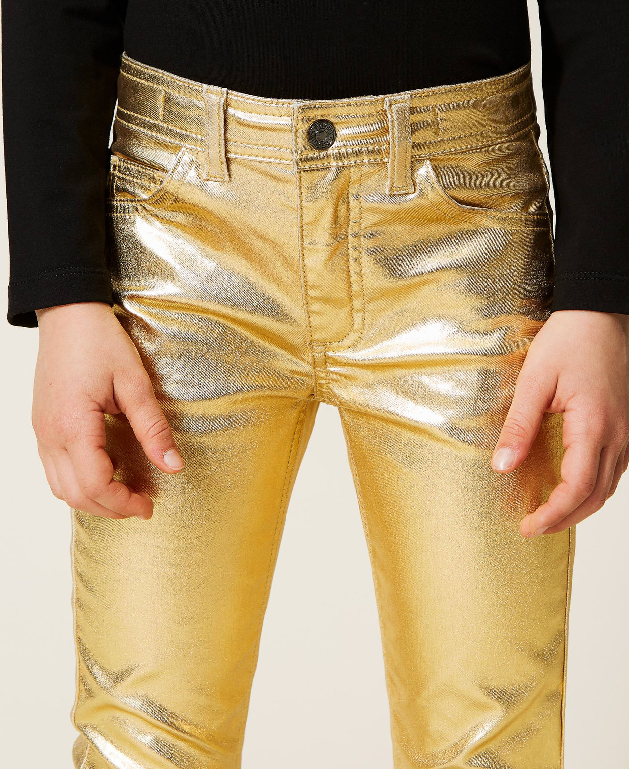 Gold skinny trousers new arrivals