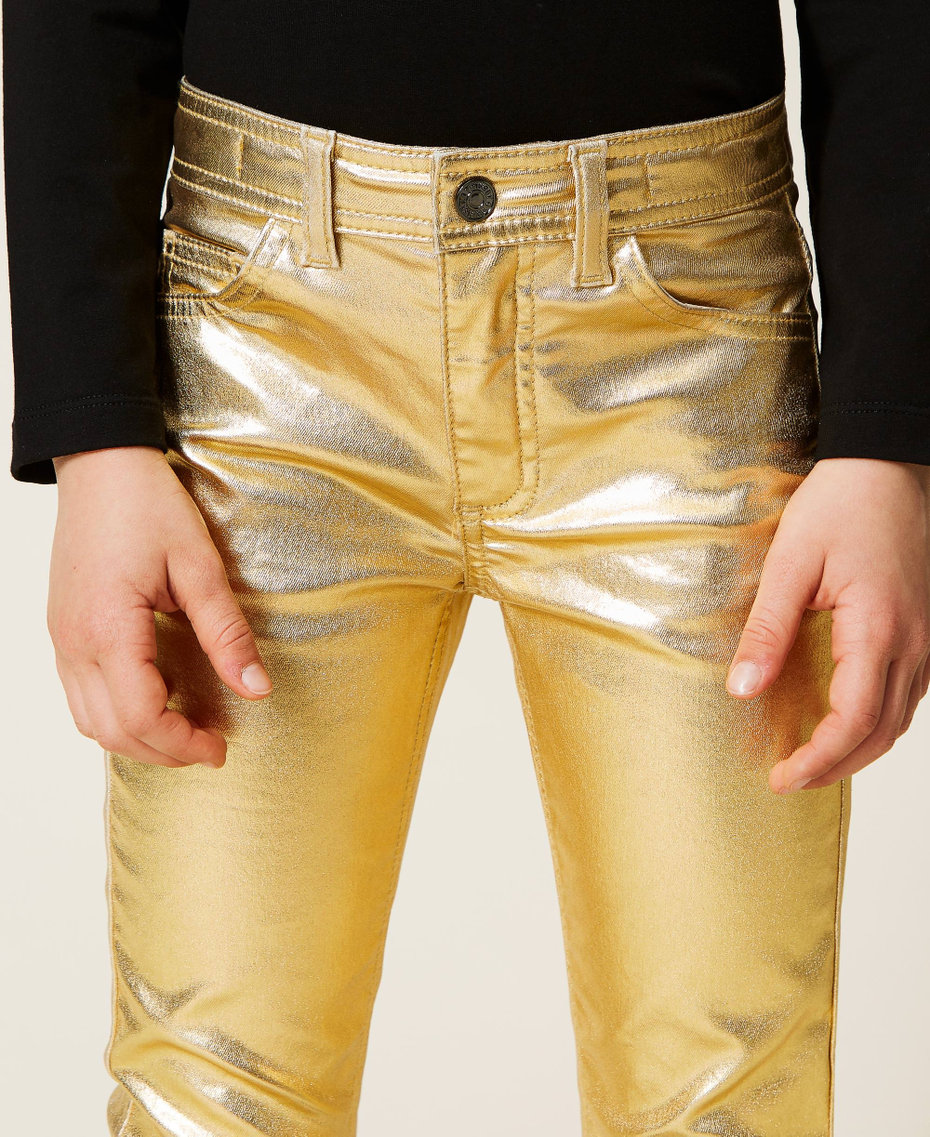 Ламинированные брюки скинни Золотой "Ламинированный" Девочка 222GJ2200-05